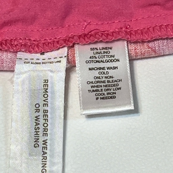 Ann Taylor Loft The Riviera Short Pink Red Linen Cotton Blend Flat Front Chino - Picture 8 of 9